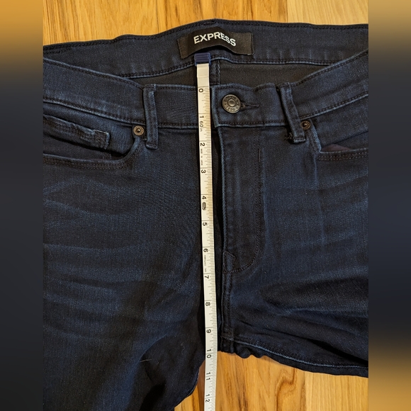 Express Mid Rise Dark Wash Supersoft Womens Skinny Jean Leggings Size 10R - Picture 8 of 13